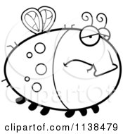 Cartoon Clipart Of An Outlined Chubby Depressed Fly Black And White Vector Coloring Page