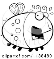 Cartoon Clipart Of An Outlined Chubby Scared Fly Black And White Vector Coloring Page