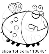 Cartoon Clipart Of An Outlined Chubby Angry Fly Black And White Vector Coloring Page