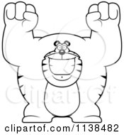 Poster, Art Print Of Outlined Excited Buff Tiger Cheering