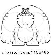 Cartoon Clipart Of An Outlined Buff Tiger Black And White Vector Coloring Page