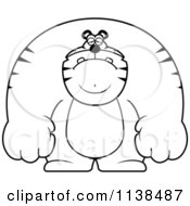 Cartoon Clipart Of An Outlined Depressed Buff Tiger Black And White Vector Coloring Page