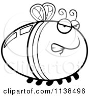 Cartoon Clipart Of An Outlined Angry Firefly Lightning Bug Black And White Vector Coloring Page