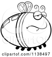 Cartoon Clipart Of An Outlined Depressed Firefly Lightning Bug Black And White Vector Coloring Page by Cory Thoman