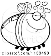 Cartoon Clipart Of An Outlined Amorous Firefly Lightning Bug Black And White Vector Coloring Page by Cory Thoman