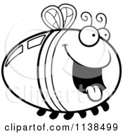 Cartoon Clipart Of An Outlined Hungry Firefly Lightning Bug Black And White Vector Coloring Page