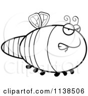 Cartoon Clipart Of An Outlined Angry Dragonfly Black And White Vector Coloring Page