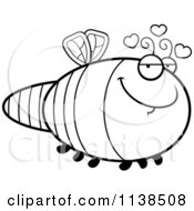 Cartoon Clipart Of An Outlined Amorous Dragonfly Black And White Vector Coloring Page