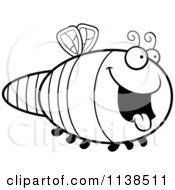 Cartoon Clipart Of An Outlined Hungry Dragonfly Black And White Vector Coloring Page