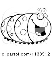Cartoon Clipart Of An Outlined Happy Caterpillar Black And White Vector Coloring Page by Cory Thoman