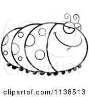 Cartoon Clipart Of An Outlined Sly Caterpillar Black And White Vector Coloring Page