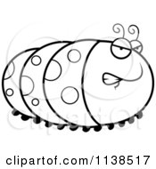 Cartoon Clipart Of An Outlined Angry Caterpillar Black And White Vector Coloring Page by Cory Thoman