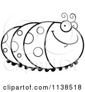 Cartoon Clipart Of An Outlined Grinning Caterpillar Black And White Vector Coloring Page