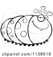 Cartoon Clipart Of An Outlined Amorous Caterpillar Black And White Vector Coloring Page