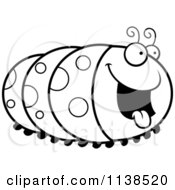 Cartoon Clipart Of An Outlined Hungry Caterpillar Black And White Vector Coloring Page by Cory Thoman