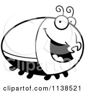 Cartoon Clipart Of An Outlined Happy Beetle Black And White Vector Coloring Page