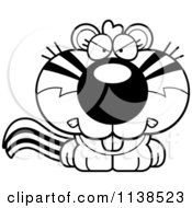 Cartoon Clipart Of An Outlined Cute Angry Chipmunk Black And White Vector Coloring Page