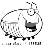 Cartoon Clipart Of An Outlined Chubby Happy Cockroach Black And White Vector Coloring Page by Cory Thoman