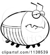 Cartoon Clipart Of An Outlined Chubby Depressed Cockroach Black And White Vector Coloring Page by Cory Thoman