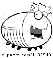 Cartoon Clipart Of An Outlined Chubby Scared Cockroach Black And White Vector Coloring Page by Cory Thoman