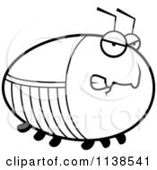 Cartoon Clipart Of An Outlined Chubby Angry Cockroach Black And White Vector Coloring Page
