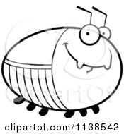 Cartoon Clipart Of An Outlined Chubby Smiling Cockroach Black And White Vector Coloring Page by Cory Thoman