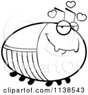 Cartoon Clipart Of An Outlined Chubby Amorous Cockroach Black And White Vector Coloring Page