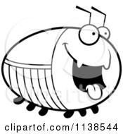 Cartoon Clipart Of An Outlined Chubby Hungry Cockroach Black And White Vector Coloring Page