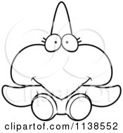 Cartoon Clipart Of An Outlined Cute Sitting Pterodactyl Dinosaur Black And White Vector Coloring Page by Cory Thoman