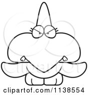 Cartoon Clipart Of An Outlined Cute Angry Pterodactyl Dinosaur Black And White Vector Coloring Page by Cory Thoman