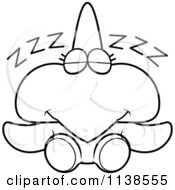 Cartoon Clipart Of An Outlined Cute Sleeping Pterodactyl Dinosaur Black And White Vector Coloring Page by Cory Thoman