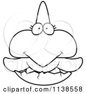 Cartoon Clipart Of An Outlined Cute Hatching Pterodactyl Dinosaur Black And White Vector Coloring Page by Cory Thoman