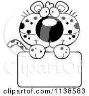 Poster, Art Print Of Outlined Cute Leopard Cub Over A Sign