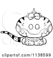 Cartoon Clipart Of An Outlined Cute Drunk Iguana Lizard Black And White Vector Coloring Page by Cory Thoman
