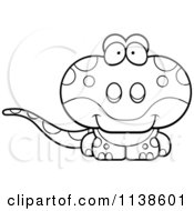 Cartoon Clipart Of An Outlined Cute Gecko Lizard Black And White Vector Coloring Page