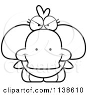 Cartoon Clipart Of An Outlined Cute Sly Duck Black And White Vector Coloring Page
