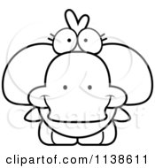 Cartoon Clipart Of An Outlined Cute Duck Black And White Vector Coloring Page