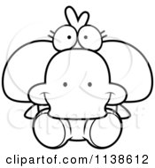 Cartoon Clipart Of An Outlined Cute Sitting Duck Black And White Vector Coloring Page