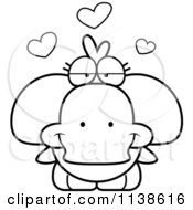 Poster, Art Print Of Outlined Cute Amorous Duck