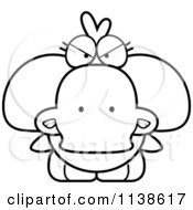 Cartoon Clipart Of An Outlined Cute Angry Duck Black And White Vector Coloring Page