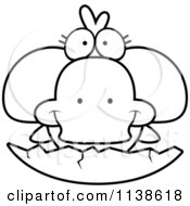 Cartoon Clipart Of An Outlined Cute Duck Hatching Black And White Vector Coloring Page