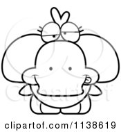 Cartoon Clipart Of An Outlined Cute Drunk Duck Black And White Vector Coloring Page