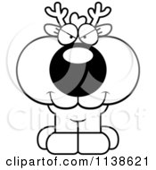 Cartoon Clipart Of An Outlined Cute Sly Deer Fawn Black And White Vector Coloring Page
