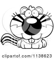 Cartoon Clipart Of An Outlined Cute Chipmunk Black And White Vector Coloring Page