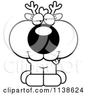 Cartoon Clipart Of An Outlined Cute Drunk Deer Fawn Black And White Vector Coloring Page