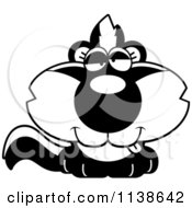 Cartoon Clipart Of An Outlined Cute Drunk Baby Skunk Black And White Vector Coloring Page