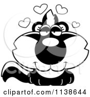 Cartoon Clipart Of An Outlined Cute Amorous Baby Skunk Black And White Vector Coloring Page