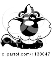 Cartoon Clipart Of An Outlined Cute Depressed Baby Skunk Black And White Vector Coloring Page