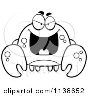 Cartoon Clipart Of A Black And White Sly Crab Vector Outlined Coloring Page