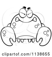Cartoon Clipart Of A Black And White Angry Mean Crab Vector Outlined Coloring Page